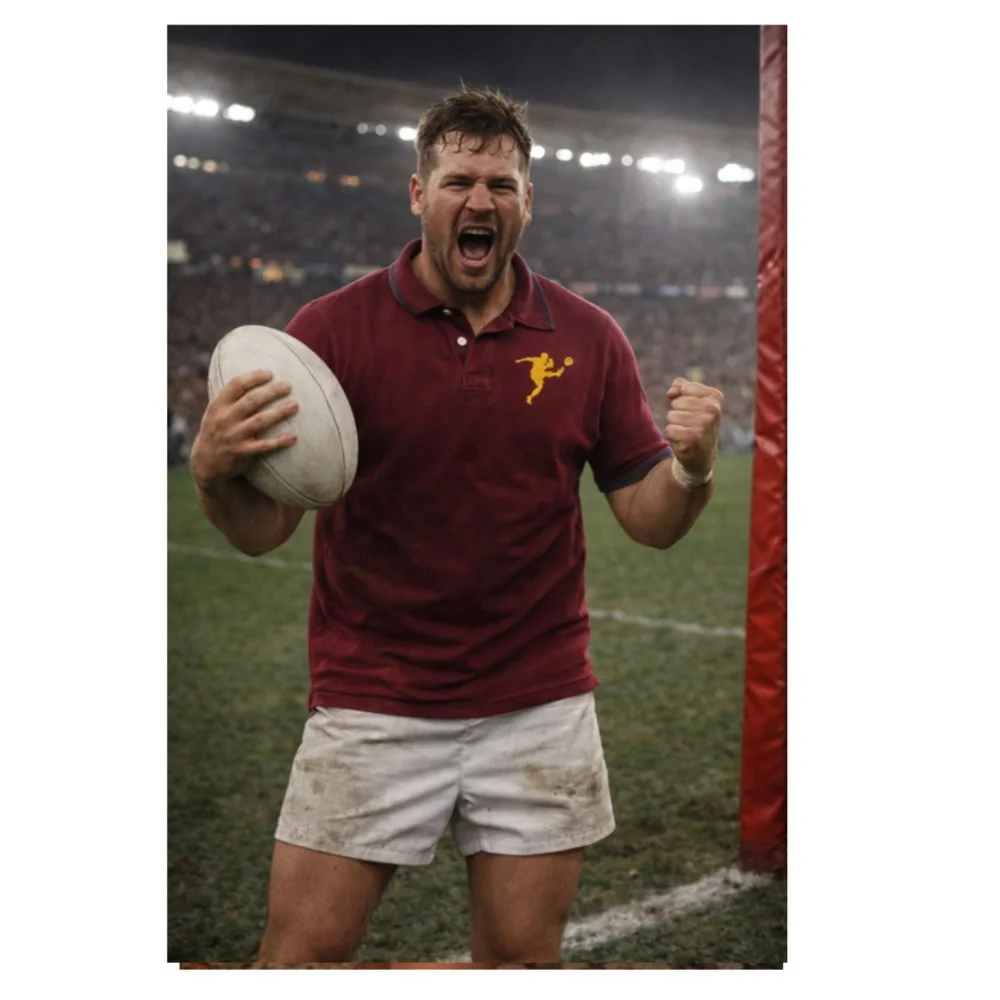 Rugby Ralph Lauren Men's Burgundy #11 Big Rugby Logo Short Sleeve Shirt XXL